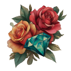 Gemstone And Roses Vinyl Car Decal Sticker – Waterproof & UV-Resistant 3.4133333333333336"