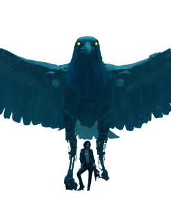 Mechanical Raven Guardian Vinyl Car Decal Sticker – Waterproof & UV-Resistant 4.0"