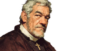 Contemplative Cleric Portrait Vinyl Car Decal Sticker – Waterproof & UV-Resistant 2.72"