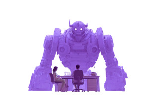 Robot And Woman V3 Vinyl Car Decal Sticker – Waterproof & UV-Resistant 5.97333333333333