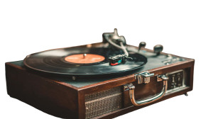 Vintage Record Player V15 Vinyl Car Decal Sticker – Waterproof & UV-Resistant 2.72"