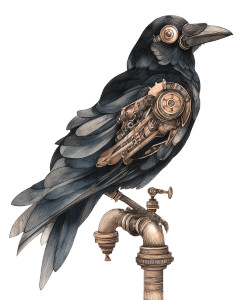 Steampunk Crow Vinyl Car Decal Sticker – Waterproof & UV-Resistant 4.0"