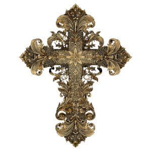 Ornate Gold Cross Vinyl Car Decal Sticker – Waterproof & UV-Resistant 6.826666666666667"