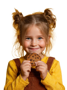 Smiling Girl With Cookie Vinyl Car Decal Sticker – Waterproof & UV-Resistant 8.213333333333333"
