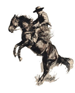 Bucking Cowboy Sketch Vinyl Car Decal Sticker – Waterproof & UV-Resistant 4.0"