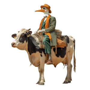 Stork On Cow Vinyl Car Decal Sticker – Waterproof & UV-Resistant 3.4133333333333336"