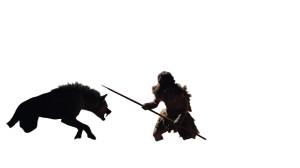Neanderthal Vs Hyena Vinyl Car Decal Sticker – Waterproof & UV-Resistant 5.4