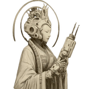 Cyborg Guanyin Vinyl Car Decal Sticker – Waterproof & UV-Resistant 3.4133333333333336"