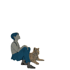 Girl And Tiger Cub Vinyl Car Decal Sticker – Waterproof & UV-Resistant 3.4133333333333336"