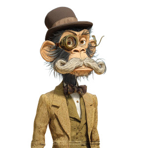 Victorian Monkey Gentleman Vinyl Car Decal Sticker – Waterproof & UV-Resistant 3.4133333333333336"