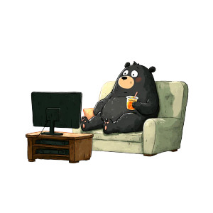 Cartoon Bear Watching Tv Vinyl Car Decal Sticker – Waterproof & UV-Resistant 3.4133333333333336"