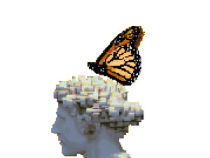 Pixel Butterfly Statue Vinyl Car Decal Sticker – Waterproof & UV-Resistant 6.1866666666666665"