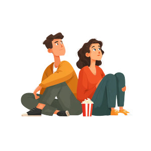 Couple Watching Movie Vinyl Car Decal Sticker – Waterproof & UV-Resistant 6.826666666666667"