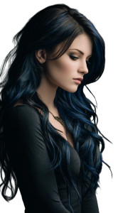 Blue Haired Beauty Vinyl Car Decal Sticker – Waterproof & UV-Resistant 9.813333333333333"