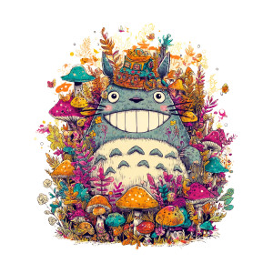 Psychedelic Totoro Vinyl Car Decal Sticker – Waterproof & UV-Resistant 3.4133333333333336"