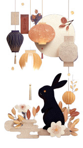 Mid-Autumn Rabbit V2 Vinyl Car Decal Sticker – Waterproof & UV-Resistant 4.8533333333333335"
