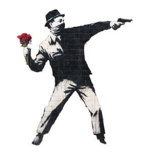 Banksy Gunman Vinyl Car Decal Sticker – Waterproof & UV-Resistant 3.4133333333333336"