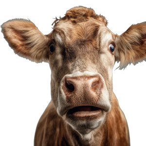 Surprised Brown Cow Vinyl Car Decal Sticker – Waterproof & UV-Resistant 3.4133333333333336"