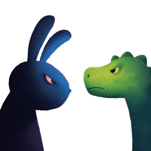 Angry Bunny Vs Dinosaur Vinyl Car Decal Sticker – Waterproof & UV-Resistant 3.4133333333333336"