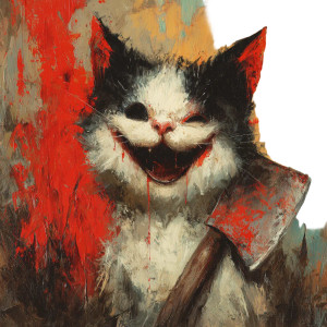 Creepy Axe Cat Vinyl Car Decal Sticker – Waterproof & UV-Resistant 3.4133333333333336"