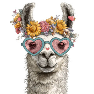 Llama In Sunglasses Vinyl Car Decal Sticker – Waterproof & UV-Resistant 3.4133333333333336"