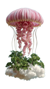 Giant Knitted Jellyfish Vinyl Car Decal Sticker – Waterproof & UV-Resistant 9.706666666666667"