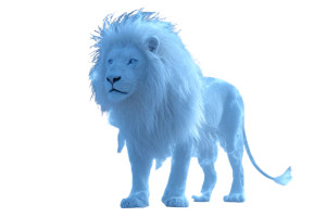 Blue Glowing Lion Vinyl Car Decal Sticker – Waterproof & UV-Resistant 2.986666666666667"