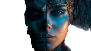 Ethereal Decay Face Vinyl Car Decal Sticker – Waterproof & UV-Resistant 2.72"