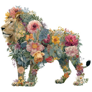 Floral Lion V2 Vinyl Car Decal Sticker – Waterproof & UV-Resistant 6.826666666666667"