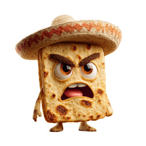 Angry Tortilla Character Vinyl Car Decal Sticker – Waterproof & UV-Resistant 6.826666666666667"