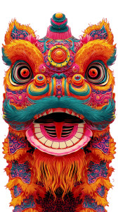 Lion Dance Head V2 Vinyl Car Decal Sticker – Waterproof & UV-Resistant 4.8533333333333335"