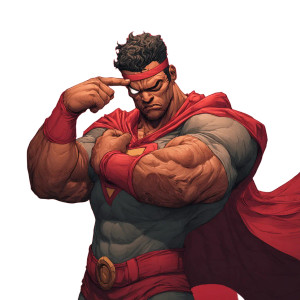 Buff Superhero Thinking Vinyl Car Decal Sticker – Waterproof & UV-Resistant 3.4133333333333336"