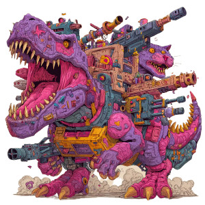 Cyberpunk Dino Battle Vinyl Car Decal Sticker – Waterproof & UV-Resistant 6.826666666666667"