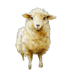 Happy Merino Sheep Vinyl Car Decal Sticker – Waterproof & UV-Resistant 3.4133333333333336"