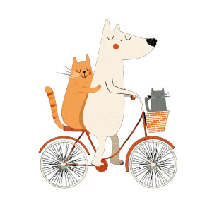 Dog Biking With Cat Vinyl Car Decal Sticker – Waterproof & UV-Resistant 3.4133333333333336"
