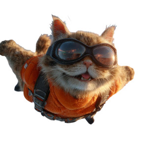 Skydiving Smiling Cat Vinyl Car Decal Sticker – Waterproof & UV-Resistant 6.826666666666667"