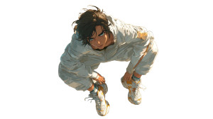 Retro-Futuristic Anime Man Vinyl Car Decal Sticker – Waterproof & UV-Resistant 2.72"