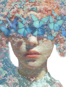 Butterfly Thoughts Girl Vinyl Car Decal Sticker – Waterproof & UV-Resistant 8.213333333333333"