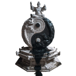 Statue With Totem Vinyl Car Decal Sticker – Waterproof & UV-Resistant 3.4133333333333336"