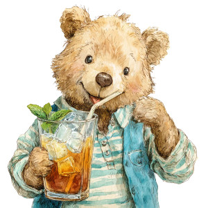 Happy Bear Drinking Coffee Vinyl Car Decal Sticker – Waterproof & UV-Resistant 6.826666666666667"