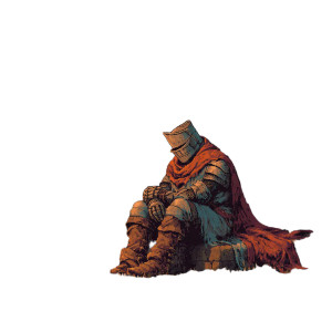 Rusted Knight Resting Vinyl Car Decal Sticker – Waterproof & UV-Resistant 3.4133333333333336"