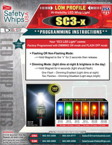 High Visibility SafetyWhips Whip Light | Green LED, Flashing/Constant Mode | Low Profile, 10-40V | Programmable Light Sensor | Rugged Design