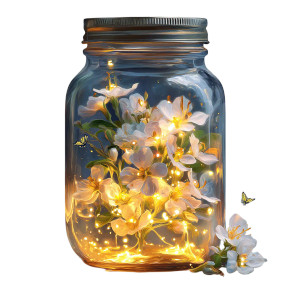Glowing Fireflies Jar Vinyl Car Decal Sticker – Waterproof & UV-Resistant 3.52"