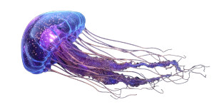 Neon Blue Jellyfish Vinyl Car Decal Sticker – Waterproof & UV-Resistant 5.12"