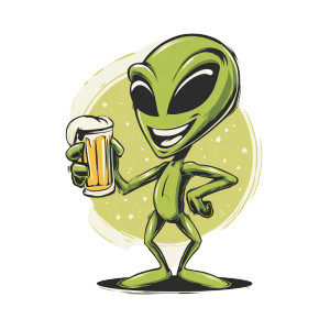 Green Alien Cheers Vinyl Car Decal Sticker – Waterproof & UV-Resistant 3.4133333333333336"