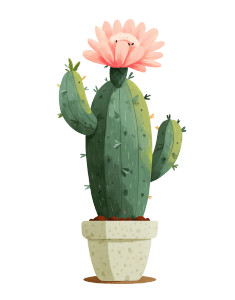Cute Cactus Illustration Vinyl Car Decal Sticker – Waterproof & UV-Resistant 4.16"