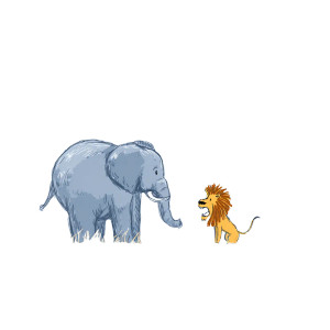 Elephant And Lion V3 Vinyl Car Decal Sticker – Waterproof & UV-Resistant 6.826666666666667"