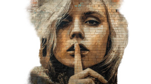 Blonde Woman Shushing Vinyl Car Decal Sticker – Waterproof & UV-Resistant 5.4