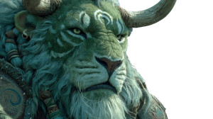 Ethereal Green Lion Vinyl Car Decal Sticker – Waterproof & UV-Resistant 2.72"