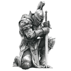 Kneeling Warrior V3 Vinyl Car Decal Sticker – Waterproof & UV-Resistant 6.826666666666667"